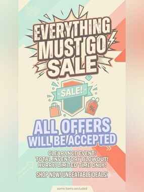 Everything Must Go Sale Poster - Pastel Teal & Coral